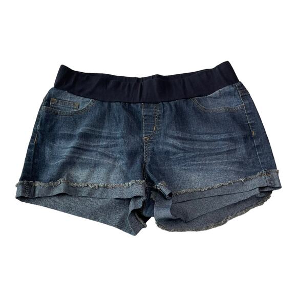 Planet Motherhood Maternity Denim Jeans Size XL Cuffed Stretch Denim Jean Shorts - Picture 1 of 7